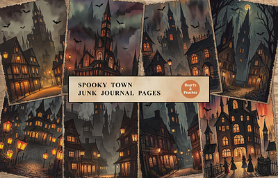 Free Spooky Town Junk Journal Pages creepy halloween design digital art digital download ephemera digital fall free freebie ghost halloween graphic design graveyard halloween halloween ephemera halloween junk journal kit halloween town haunted illustration pumpkin spooky watercolor