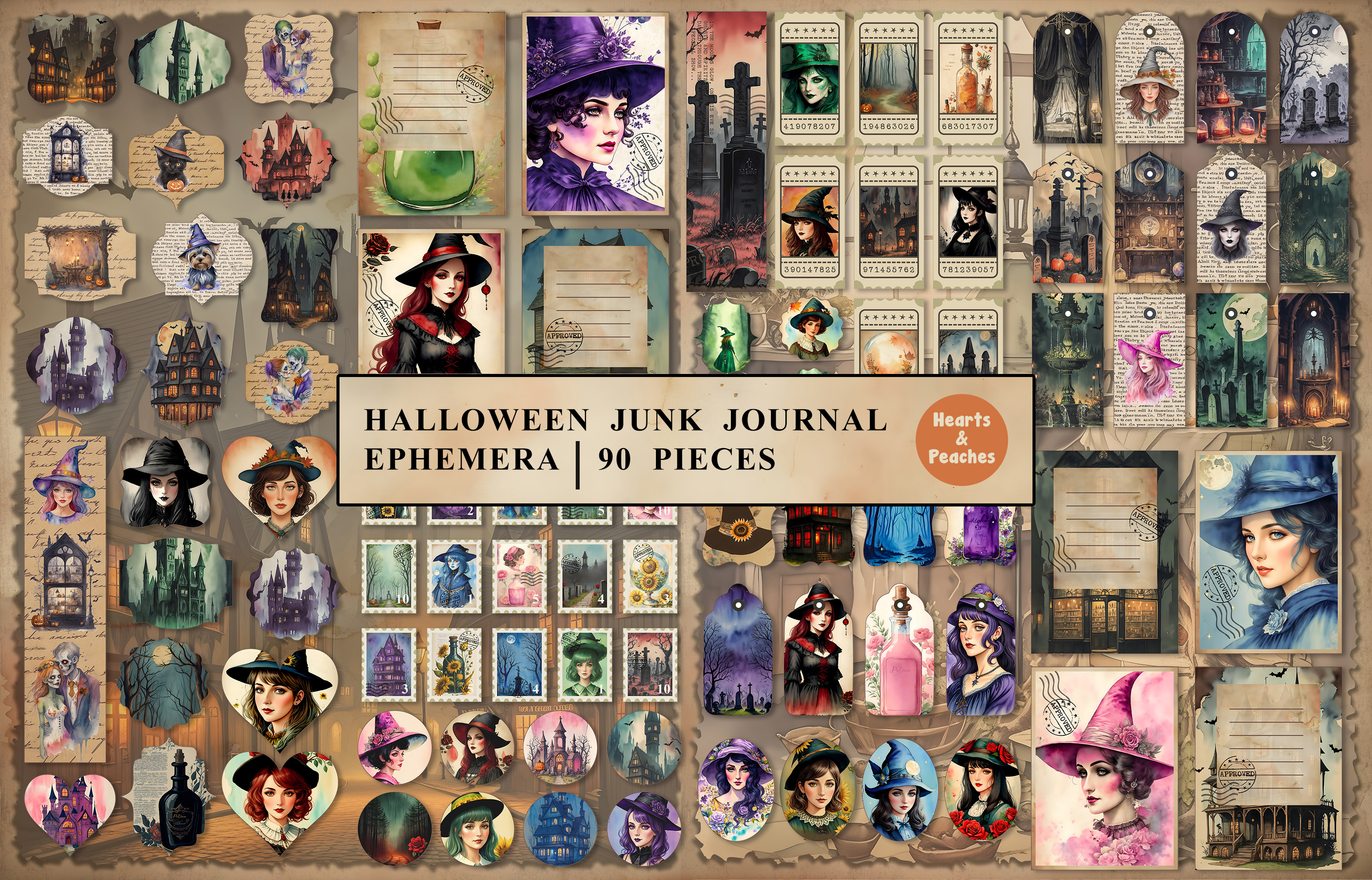 Free Halloween Junk Journal Ephemera by Hearts and Peaches on Dribbble