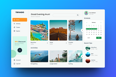 Trivado : Your trip planner app branding calender dashboard design graphic design travel trip ui ux webapp website