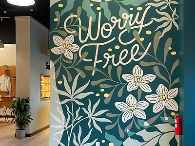 Sweetspot Farms RI Mural botanical branding cannabis branding design dispensary hand lettering illustration mural wall mural