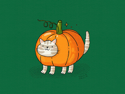 Pumpkin Cat 2d autumn cat costume cute design digital art fall halloween illustration illustrator pumpkin sparks