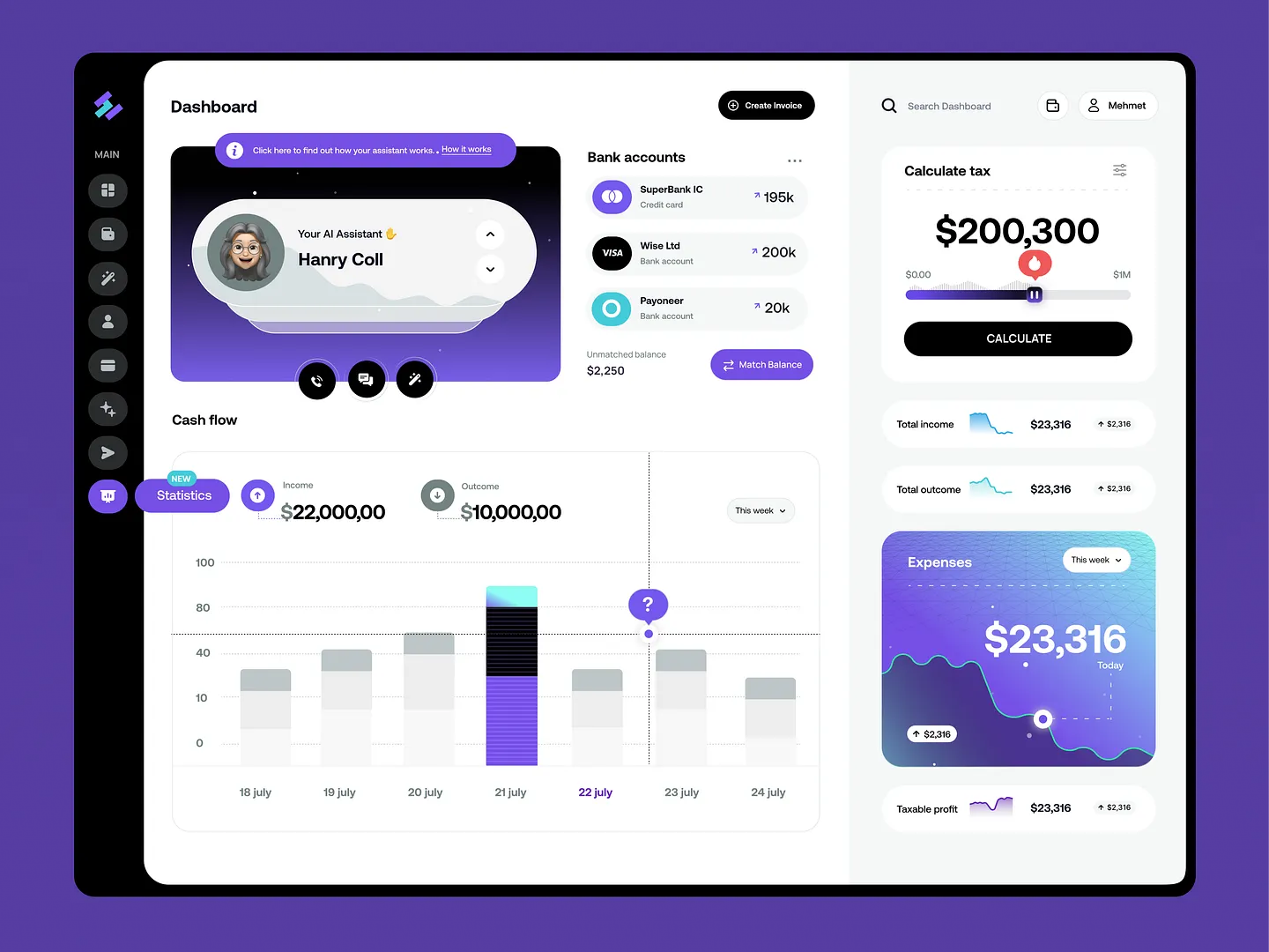 Modern Accounting Dashboard Design for Enhanced Financial Management