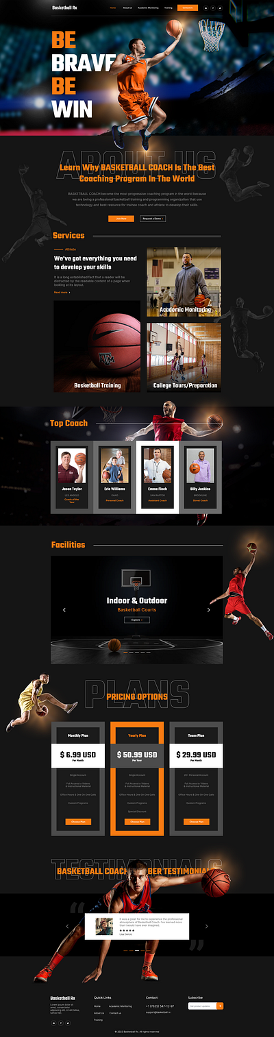 Basketball Coaching Website badsketball coaching ball basketball basketball header branding classes coaching figma graphic design header ui ux web web design website website design