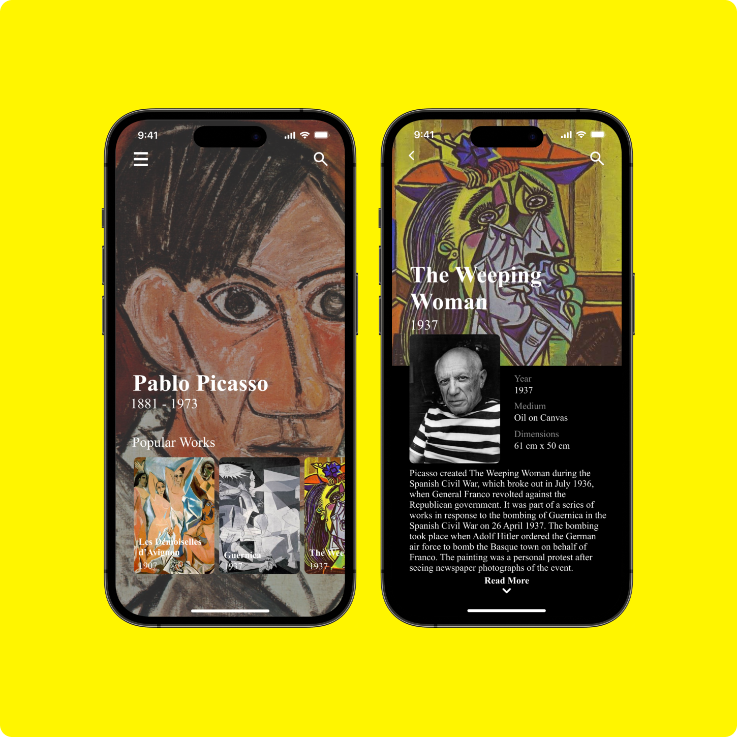 Daily UI Art History App by Cody Hand on Dribbble