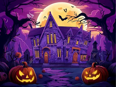 Vector illustration of a house in Halloween style 2dart background cartoon design digitalart halloween house illustration illustrator vector vectorart