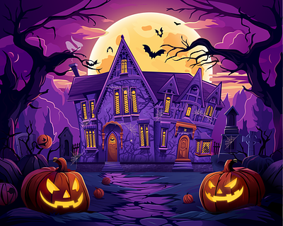 Vector illustration of a house in Halloween style 2dart background cartoon design digitalart halloween house illustration illustrator vector vectorart