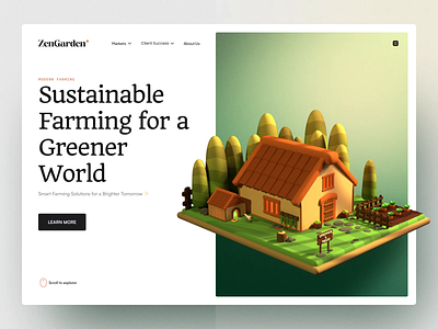 ZenGarden - Modern Farming Header 3d 3dmodeling after effects animation autodeskmaya blender branding design garden graphic design illustration isometric logo modern farming motion graphics render ui ui ux ui visual design village