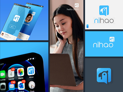 Dessign Logo for Nihao applogo brand brandguide branding celan graphic design icon illustration logo minimal parrotlogo simple vector