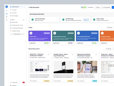 Aline - Document Management Dashboard app design component dashboard design document document management management modal pop up product design productivity quick search saas task management to do list ui ui component uidesign uiux webapp