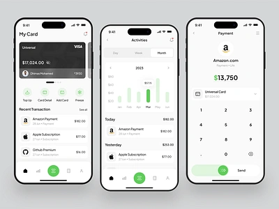 Digital Banking Mobile App banking app clean credit card design financial fintect minimalist mobile mobile app mobile banking mobile banking app mobile design app payment transaction transfer ui ui design uiux user interface