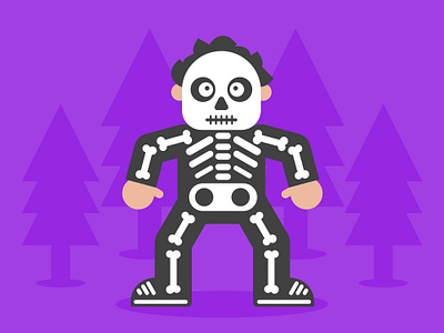 Skeleton boy chracter design digital art flat design geometric graphic design illustration 2d minimal art print