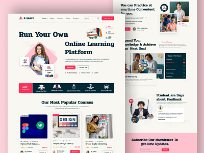 E-learn online course education Homepage website Design colorful courses courses app courses landing page e learning education elearning course elegant hero learning app learning platfrom online course online courses online education online learning online tutoring study ui university web