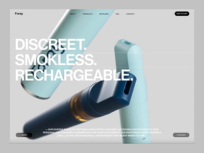 Foray Vape Website design app cannabis cigrettes landing page landing page design minimal smokers smoking smokless ui user interface ux vape vaping web design website website development