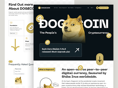 DogeCoin - Meme Coin Website Re-design bitcoin coin coin landing page coin website design crypto crypto landing page crypto web cryptocurrency currency design dogecoin landing page meme meme coin page redesign ui web web design website