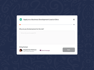 Job Application Modal design product design ui uiux ux