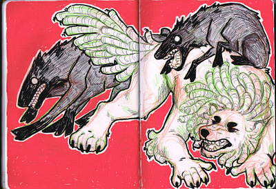 2023 Sketchbook Spreads character design illustration sketchbook unicorn werewolf wolf