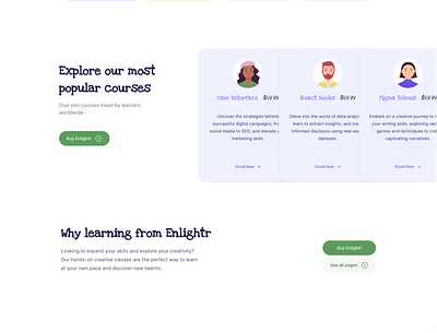Enlightr - E-learning platform Multipage theme astrojs bento class elearning features lessons pricing tailwindcss testimonials