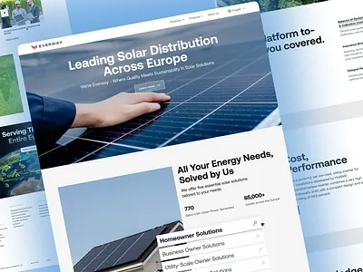 Solar Website UI UX Design - Home Page UI Design clean energy full width home page design landing page saas solar solar energy website ui ux website design