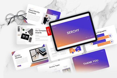 Serchy PowerPoint Template agency blue business corporate gradient gsl key modern orange powerpoint template ppt pptx presentation tempate purple serchy ui website