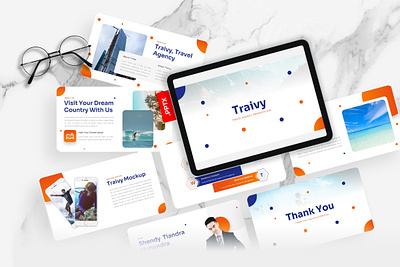 Traivy PowerPoint Template agency blue business gradient gsl holiday key orange powerpoint template ppt pptx presentation template tour traivy travel ui vacation website