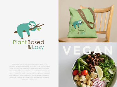 Design Logo for Plant Based & Lazy brand branding design graphic design icon illustration logo minimal sloth slothlogo vector veganlogo vegearianlogo