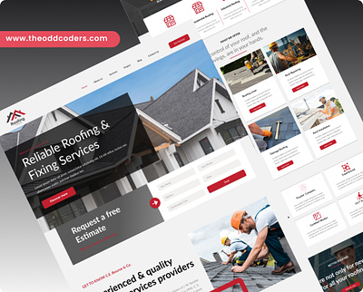 Roofing Service Web Design, Home Page, Landing page animation graphic design home page design roofer website designs roofing company website design roofing web design roofing website builder roofing website design agency service web design ui web design web development website development