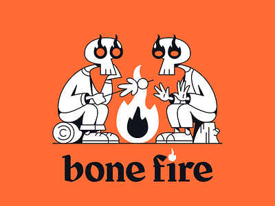 Bone Fire Buddies bone bonfire branding camping fire halloween logo skull