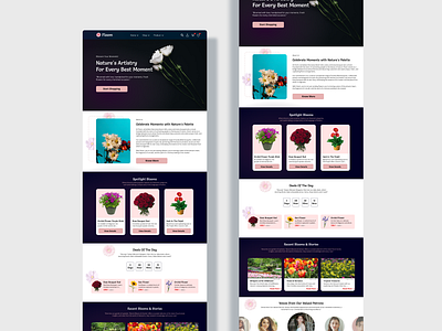 Nature's Artistry Landing Page artisanfloristry bouquetshowcase colorpalette ecommerce elegantui floomapp floraldesign flowershop freshflowers interactivedesign localflorists natureinspired onlinemarketplace responsivedesign seasonalblooms ui userexperience uxui webdesign webtypography