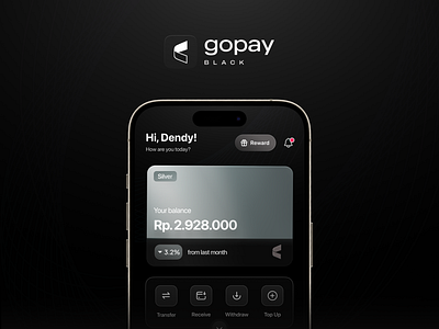 GoPay Black UI Design Concept app app design design figma finance app payment app ui ui design ui designer ui inspiration ui ux ux ux design