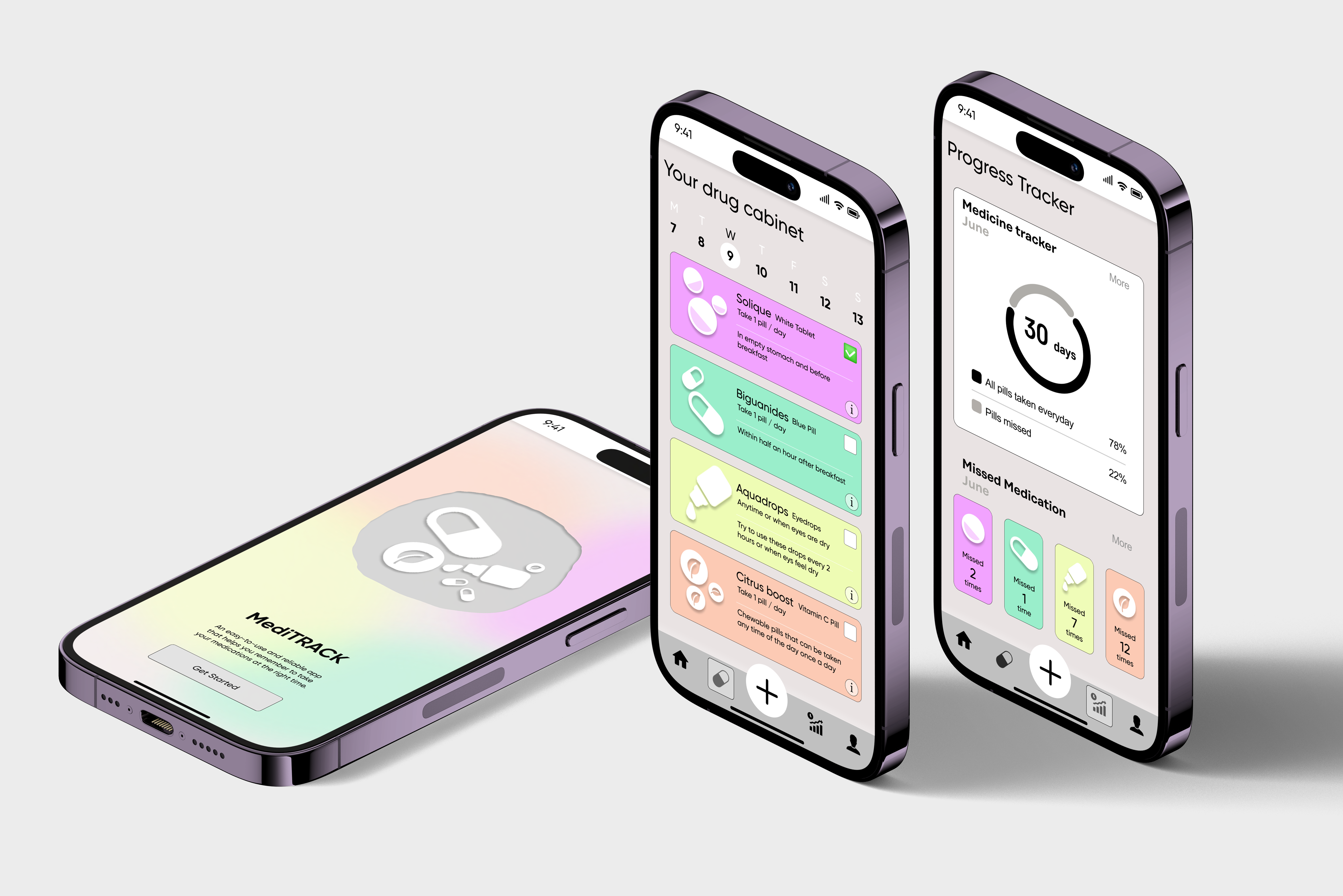 MediTRACK - Medicine Tracker Application UI build2.0 design ui ux watchmegrow