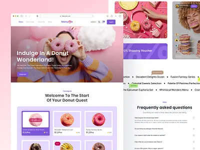 Donut Landing page adobe branding colorfull delivery design donut figma food fun design homepage landing page mcd pink study case ui upwork ux website