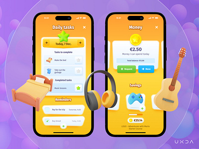 The Banking App That Playfully Teaches Kids To Save Money 3d animation bank banking blender design finance financial fintech for kids gamification logo motion graphics ui ux