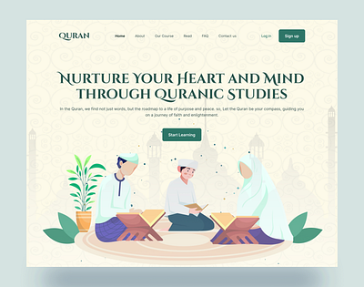 Quran Learning website landing page header education center graphic design religion ui