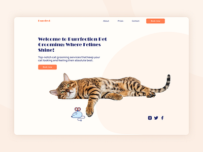 Cat grooming salon landing page cat care design flat design flat style grooming interface landing page pet pet care site ui ui design web design website