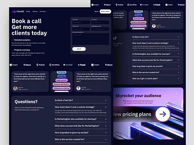 Webflow marketing website design agency b2b b2c dark dark landing page dark ui dark visual identity dark website data design landing page marketing marketing website saas startup studio ui web webflow webpage
