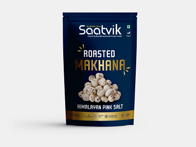 Saatvik Makhana Pouch Design artwork box design branding fox nuts indian makhana logo design makhana makhana pouch mockup pouch design pouch packaging