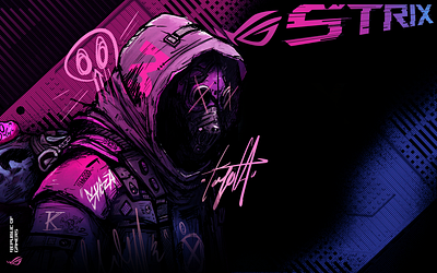 ROG STRIX wallpaper illustration asus gaming graphic design ill illustration pink procreate purple rog sketch