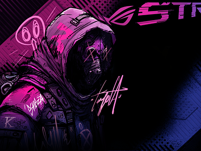 ROG STRIX wallpaper illustration asus gaming graphic design ill illustration pink procreate purple rog sketch