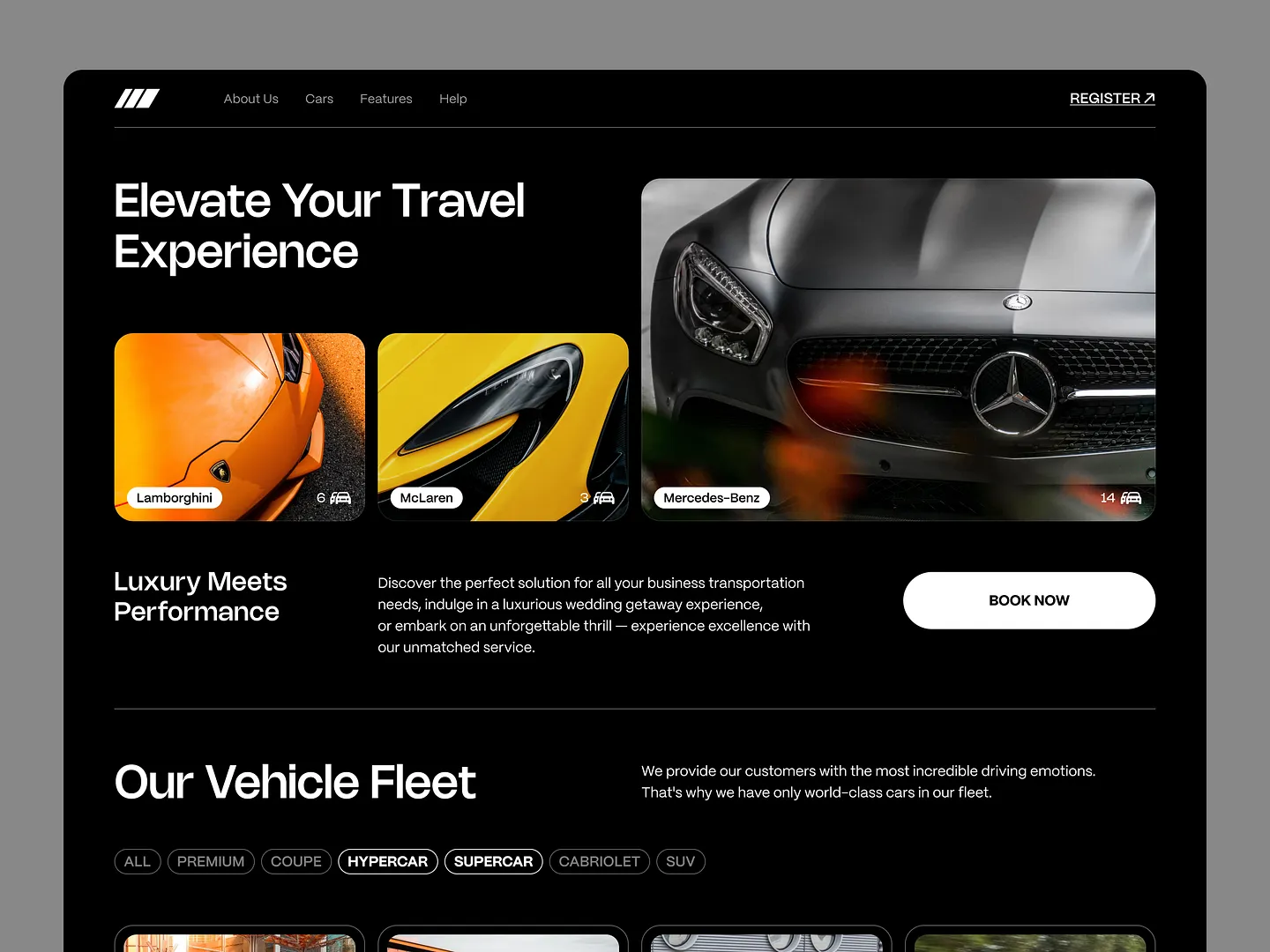 Sleek Car Dealer Website Design for Luxury Rentals