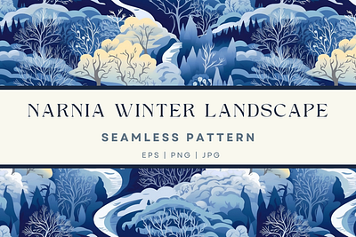 Enchanted Winter Reverie Seamless Pattern background digital art graphic design illustration pattern seamless