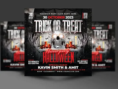 Halloween Flyer halloween flyer halloween party horror night pumkin spooky trick or treat