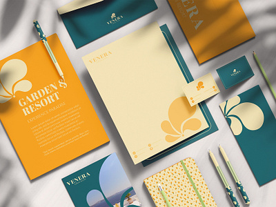 Stationery Design brand identity branding design graphic design hotel illustration logo logo design resort stationery summer vector venera