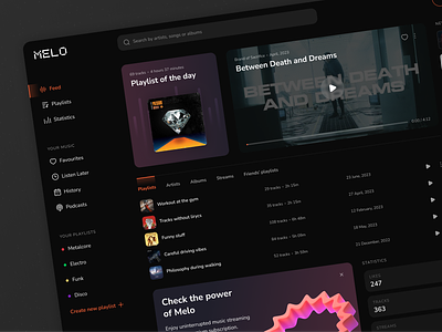Music Streaming Web Dashboard album apple music artist audio audio player chart dashboard media player music music player music streaming player playlist product design song sound spotify stats stream streaming