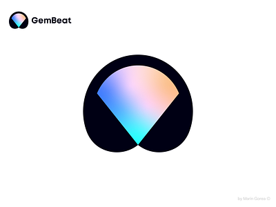 💎🎧 GemBeat (for sale) app icon beatmaker brand identity branding creative crystal diamond gradient headset hiphop icon label logo logo designer logos logotype music music producer podcast rap