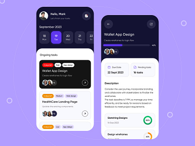 Project Tracking App - Mobile App UI design design studio mobile app productivityboost proejct management project studiolama tracking ui user user experience