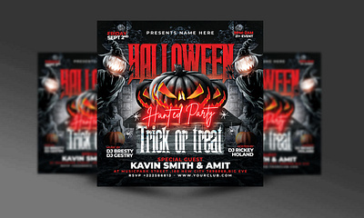 Spooky Pumpkin Halloween Flyer skull