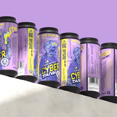 CyberTank- beer label animation design illustration vector