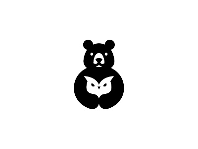 Bear and Owl alex seciu animal logo bear logo bird logo branding negative space negative space logo owl logo