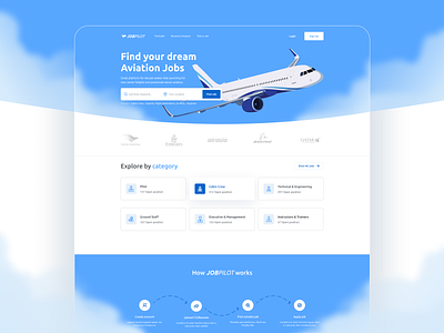 Aviation Jobs Seeker - Landing Page airlines aviation aviation website hero job hunting job seeker landing landing page uiux website