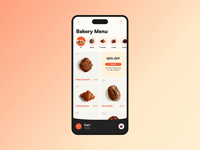 Bakery animation branding bread cart design ecommerse order ui ux webdesign